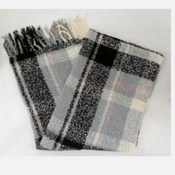 EMANUEL GERALDO WOMENS 2PK SCARF WRAP INFINITY (PNK/BLK/GRAY PLAID,ONE SZ) - Picture 4 of 5